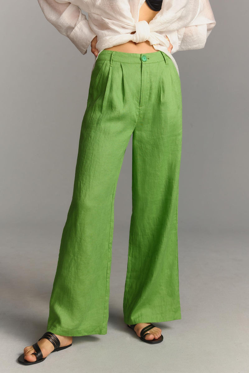 Elia Pleated Wide-Leg Pants