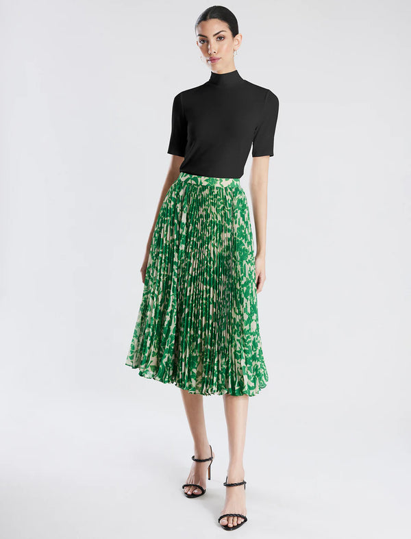 A-Line Pleated Midi Skirt