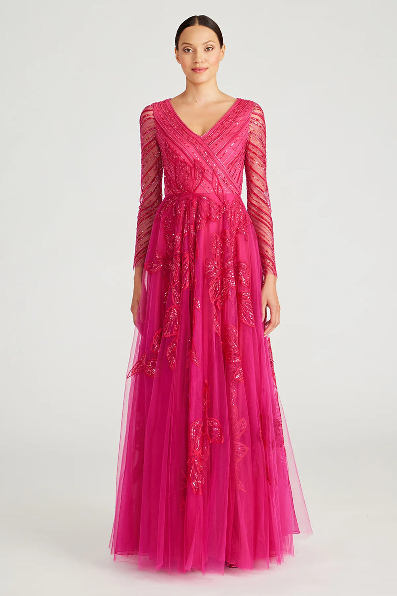 Dahlia V Neck Beaded Gown