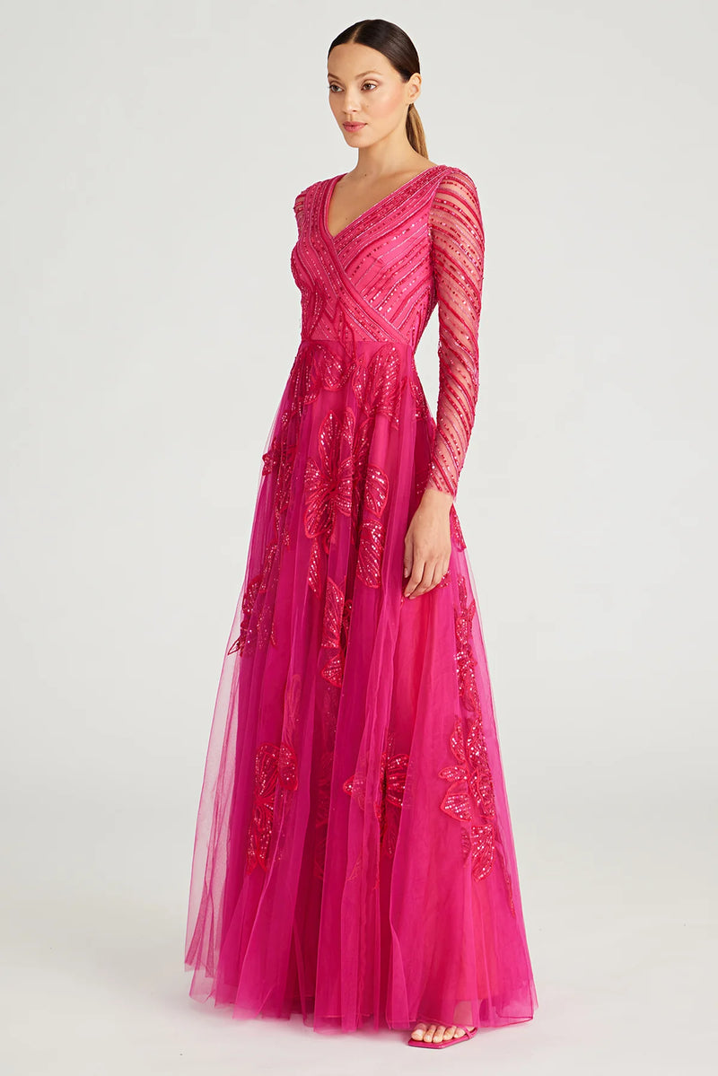 Dahlia V Neck Beaded Gown