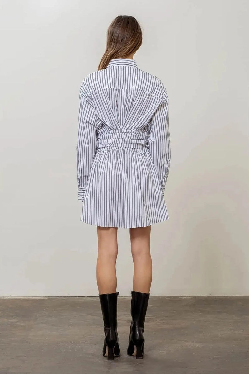 STRIPED MINI SHIRT DRESS