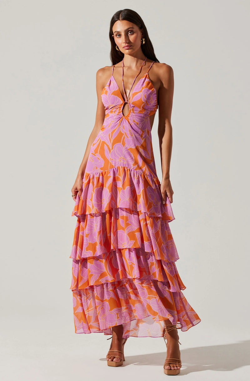 ANEIRA FLORAL TIERED MAXI DRESS