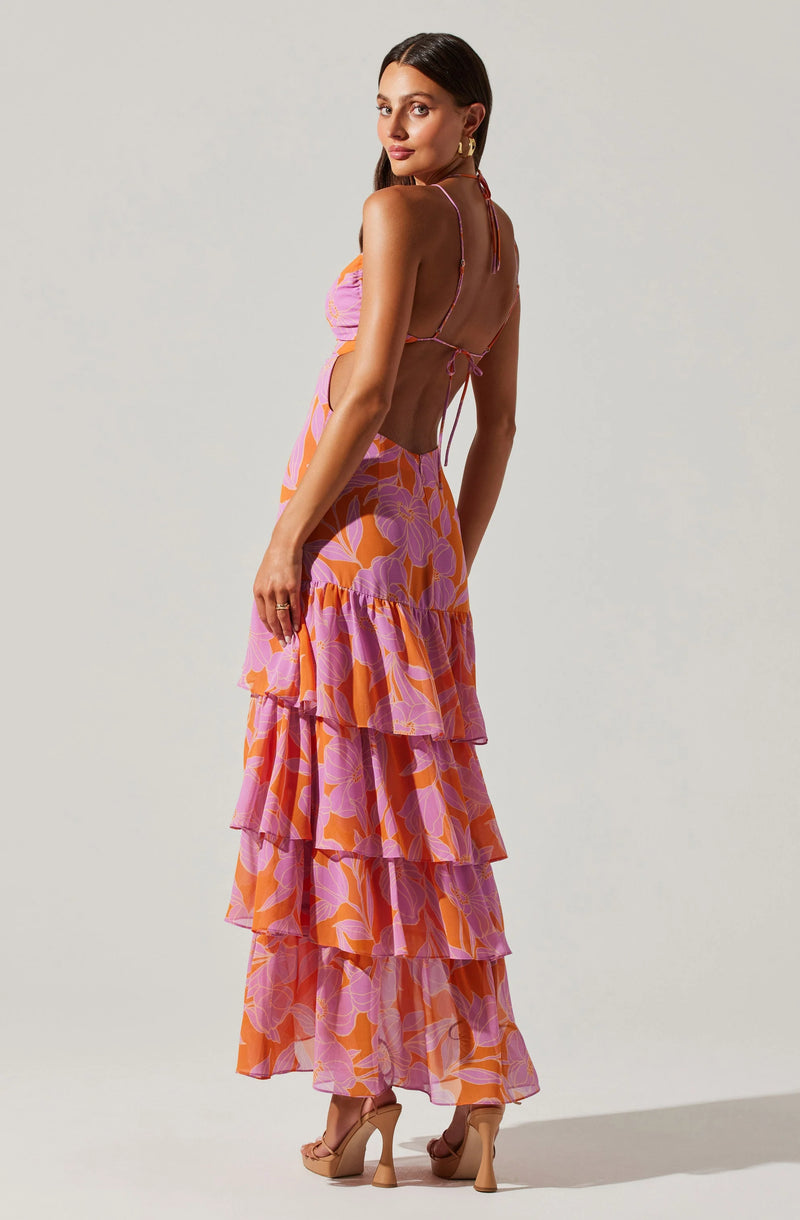 ANEIRA FLORAL TIERED MAXI DRESS