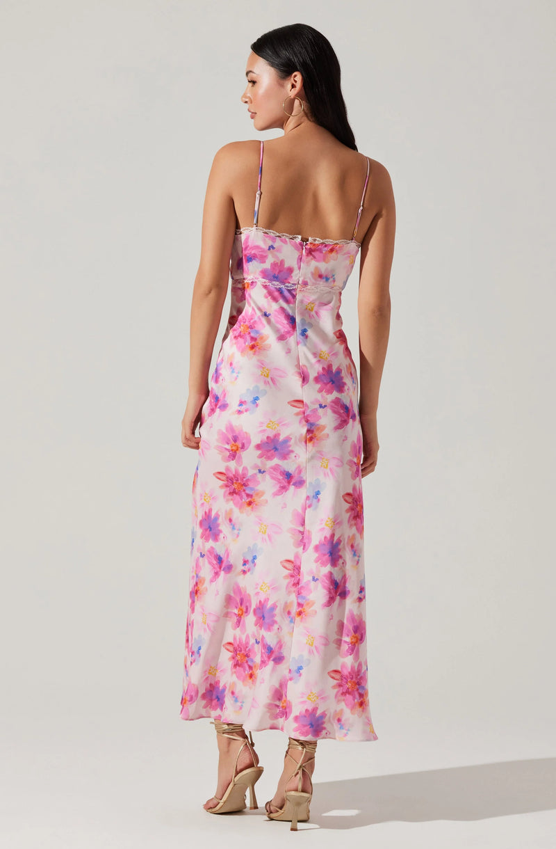 FLORIANNE FLORAL SATIN MAXI DRESS