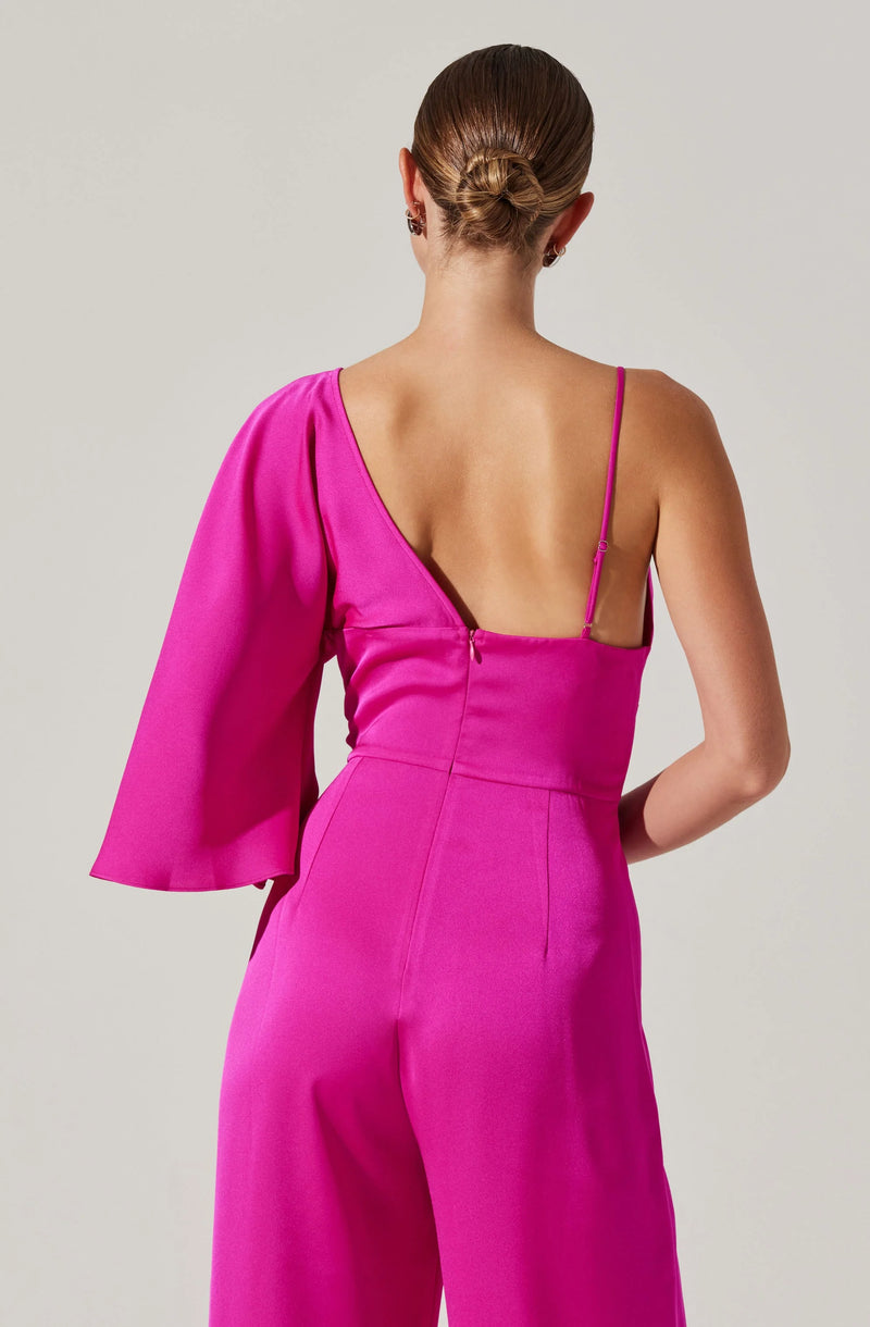 ONE SHOULDER SATIN JUMPSUIT