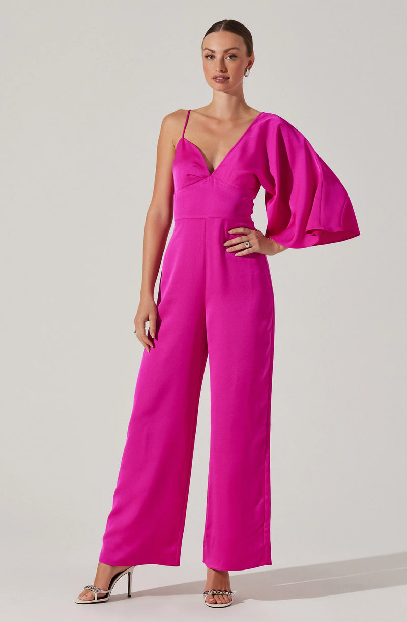 ONE SHOULDER SATIN JUMPSUIT