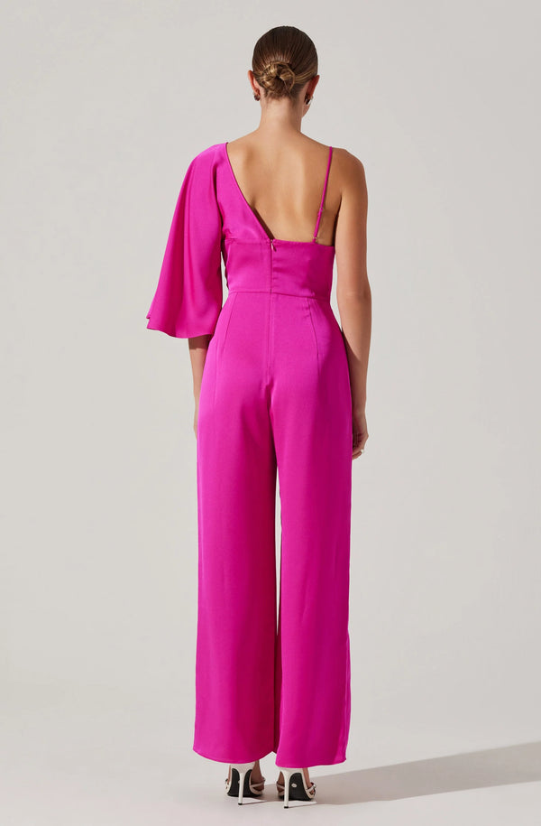 ONE SHOULDER SATIN JUMPSUIT