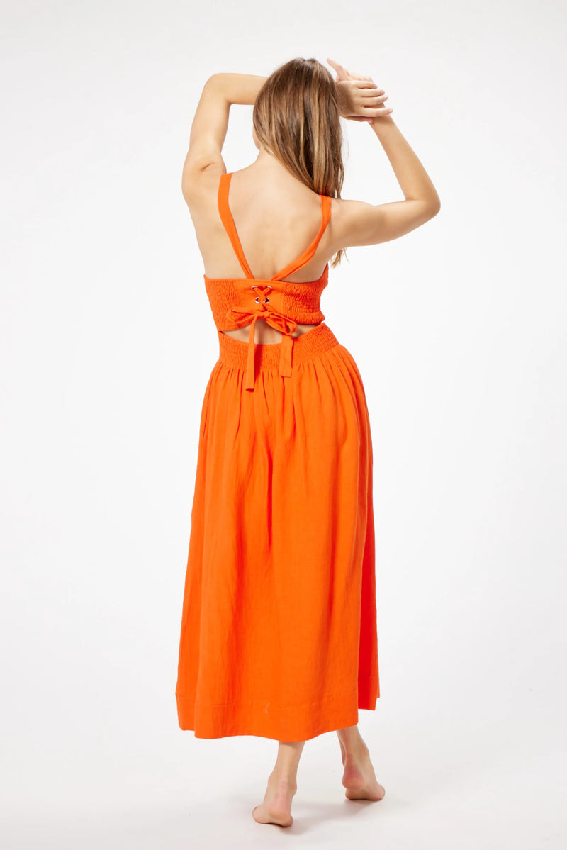 The Ryani  Midi Dress in Orange