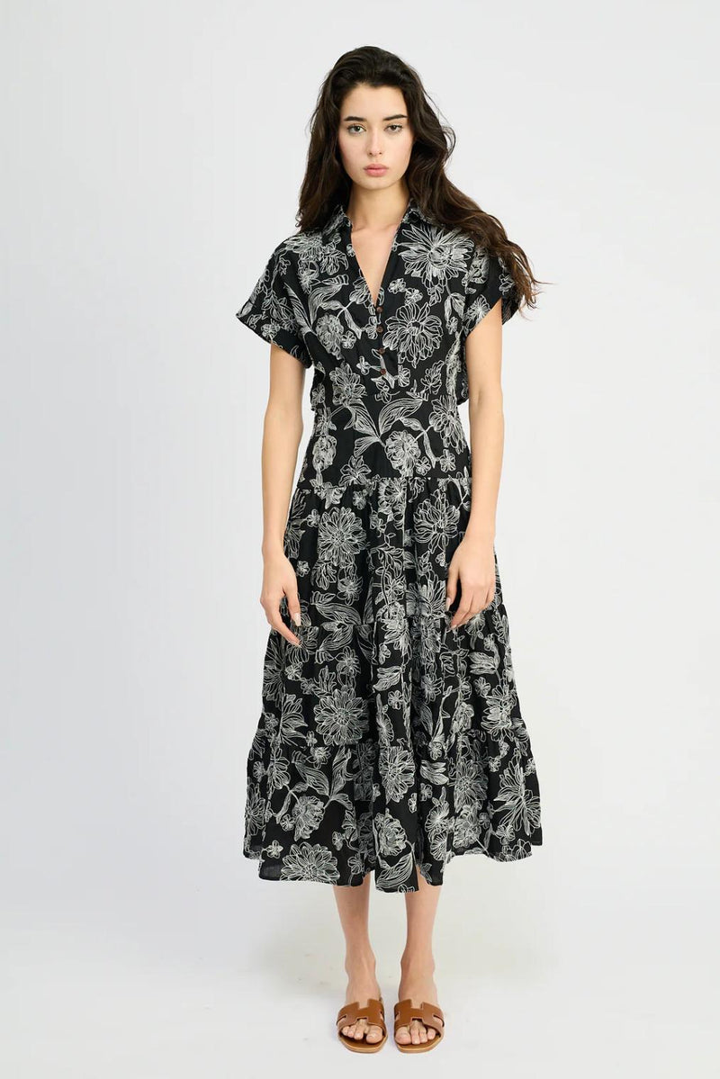 Magdalen Embroidered Maxi Shirt Dress