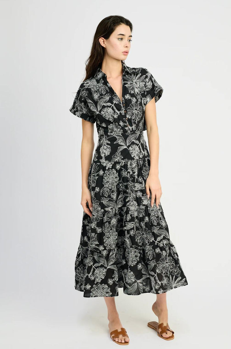 Magdalen Embroidered Maxi Shirt Dress