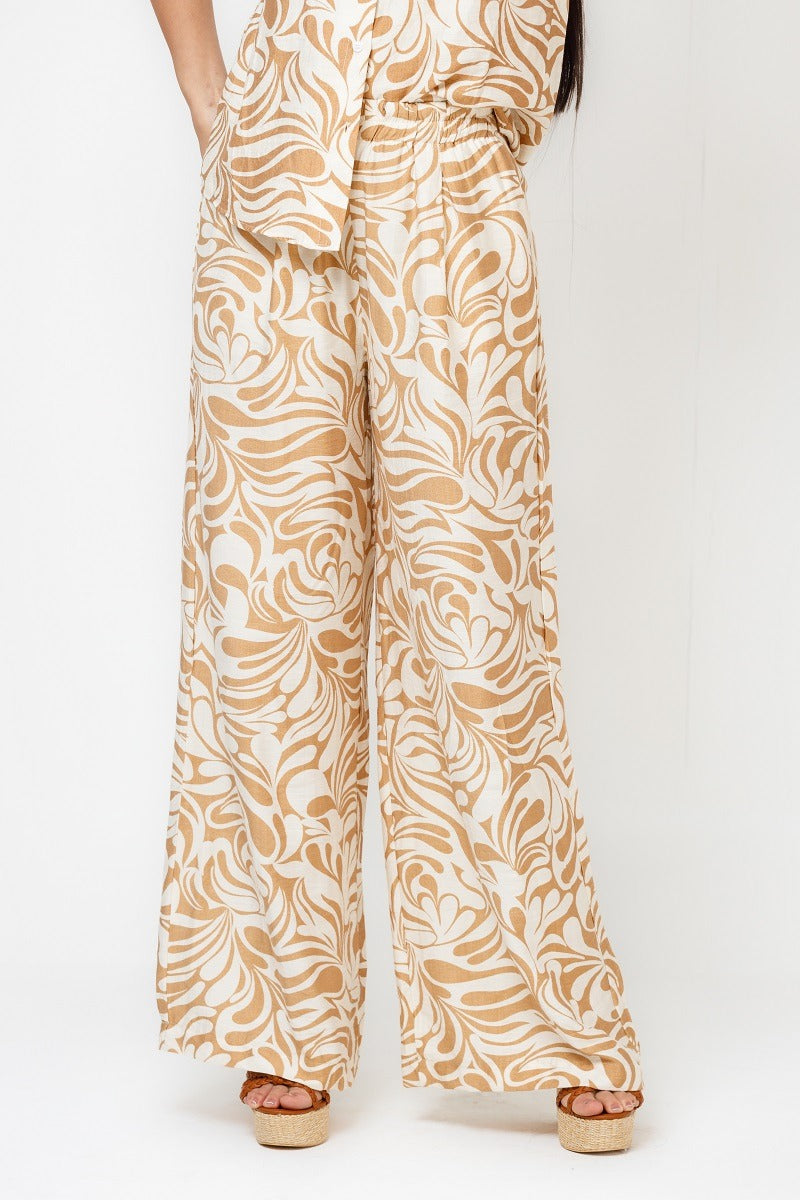 Demi Print Wide Leg Pull Over Pants