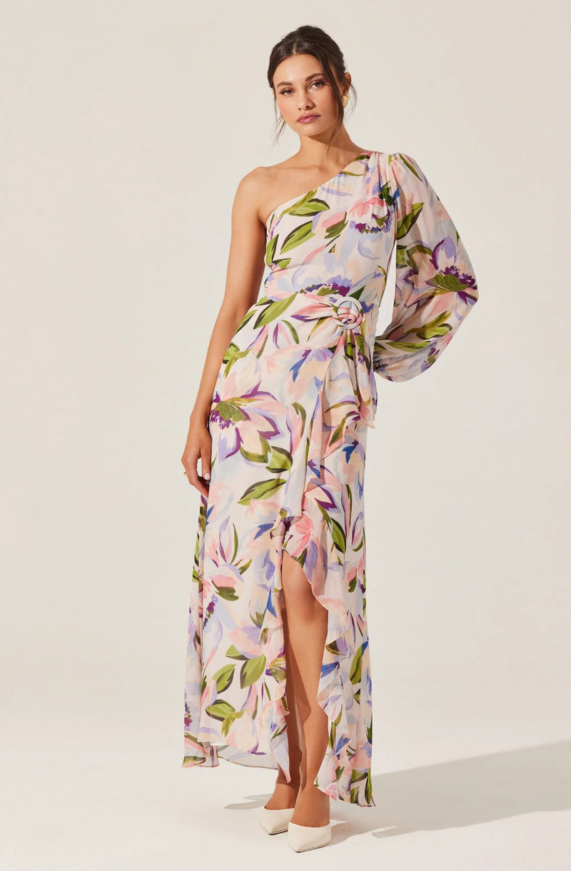 Sandersonia Floral One Shoulder Dress