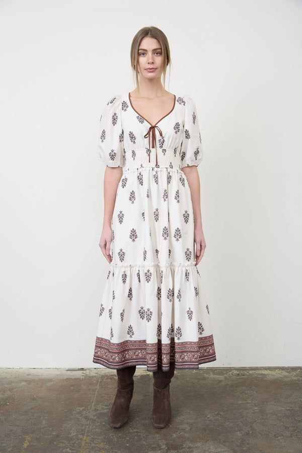 Puff Sleeve Midi Dress