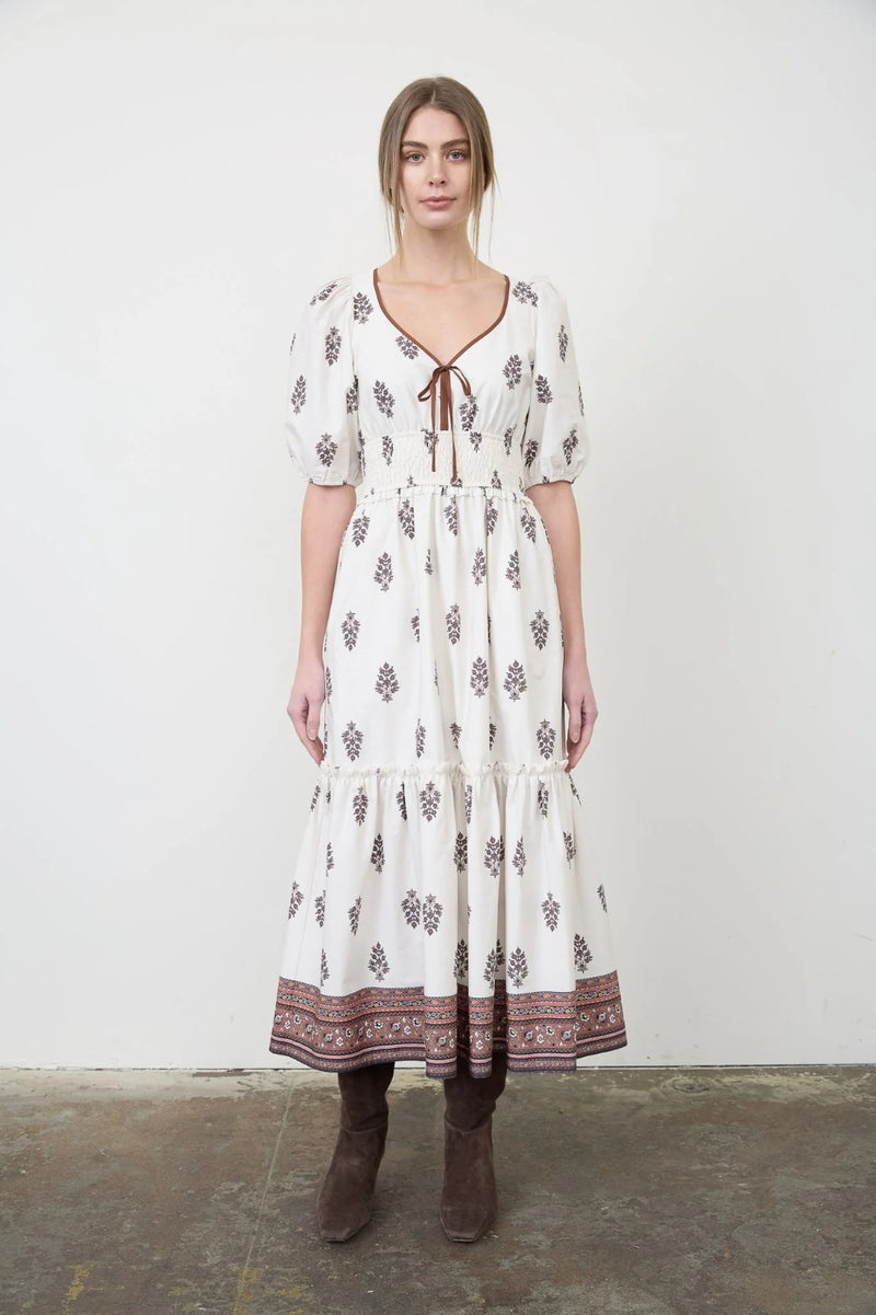 Puff Sleeve Midi Dress