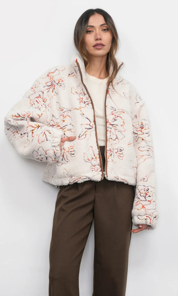 Jimi Embroidered Sherpa Bomber Jacket
