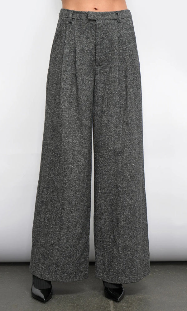 Adele High Waist Herringbone Wide Trousers
