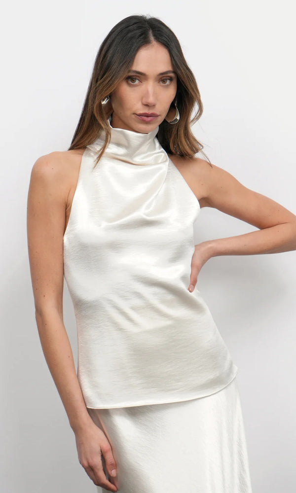 Addison Cowl Funnel Neck Halter Top