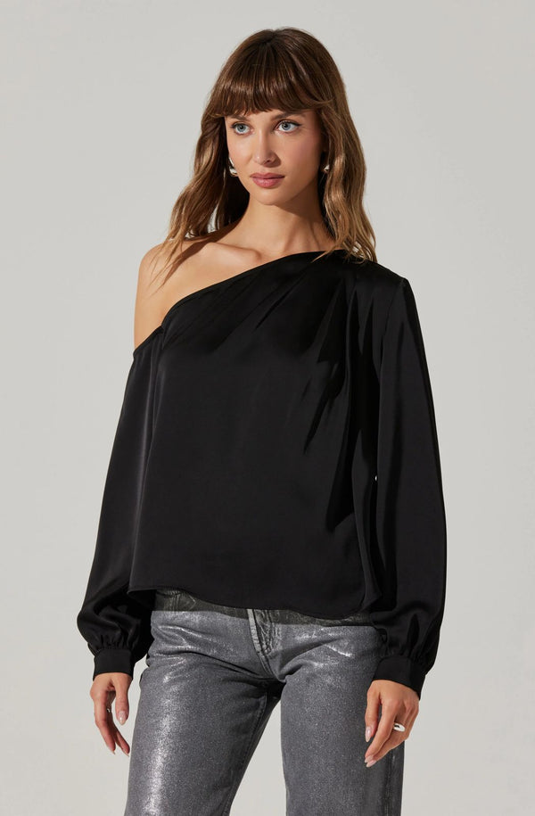 Nieves Satin One Shoulder Top