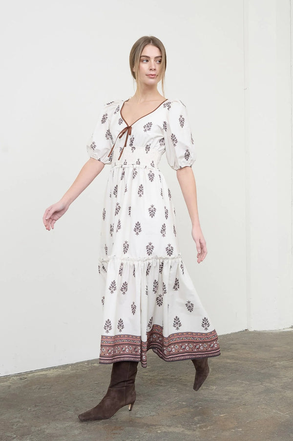 Puff Sleeve Midi Dress