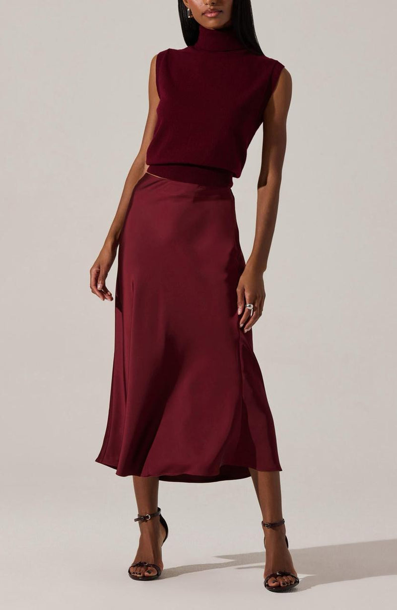 Windey Satin Midi Skirt