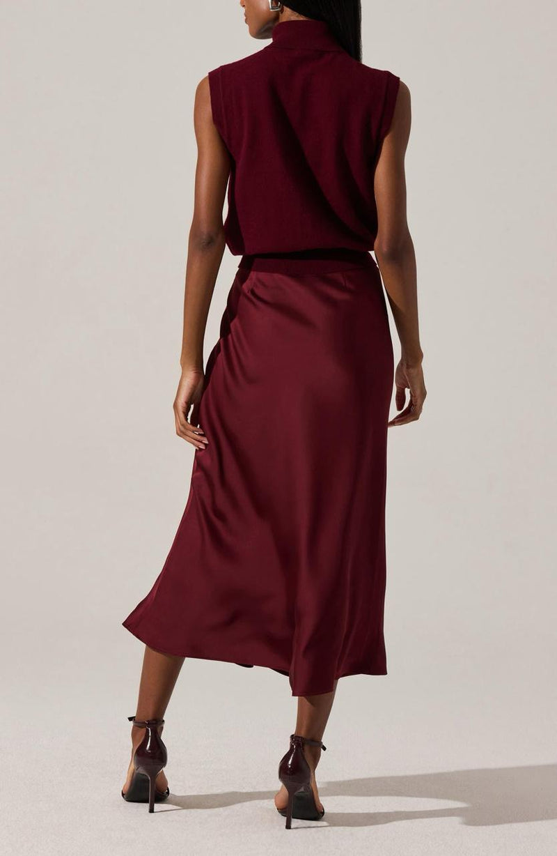 Windey Satin Midi Skirt