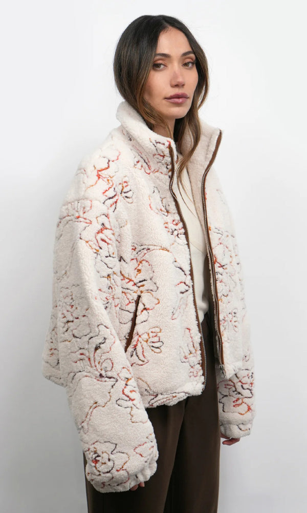 Jimi Embroidered Sherpa Bomber Jacket