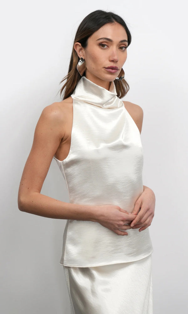 Addison Cowl Funnel Neck Halter Top
