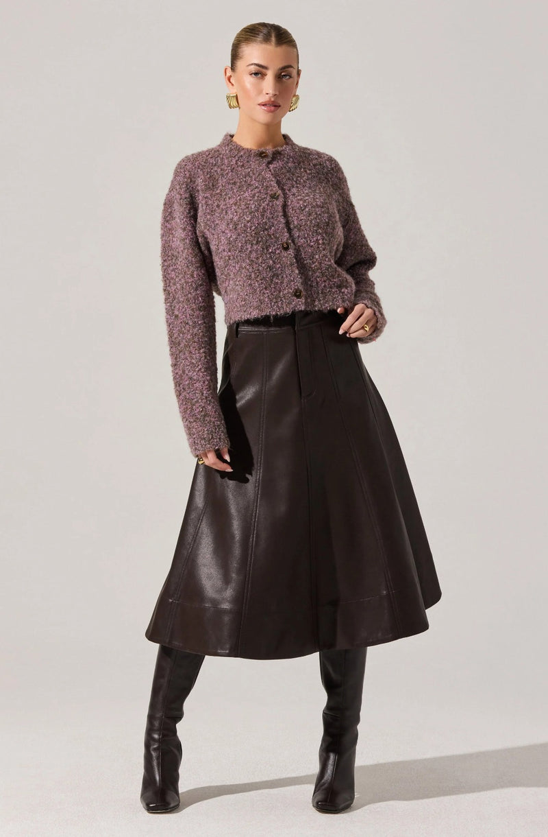 Zhuri Faxu Leather Midi Skirt