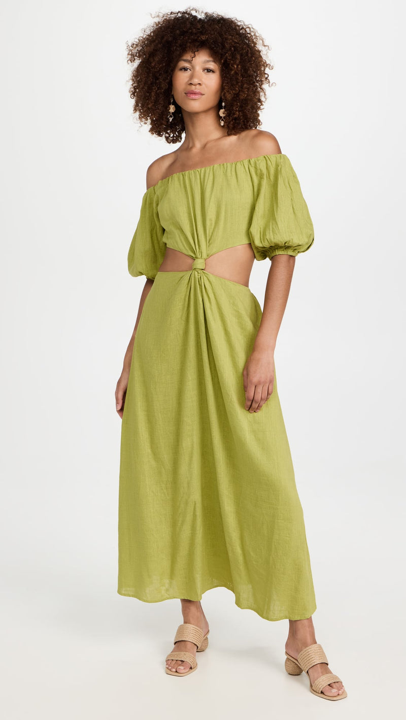 Off Shoulder Dress - Green