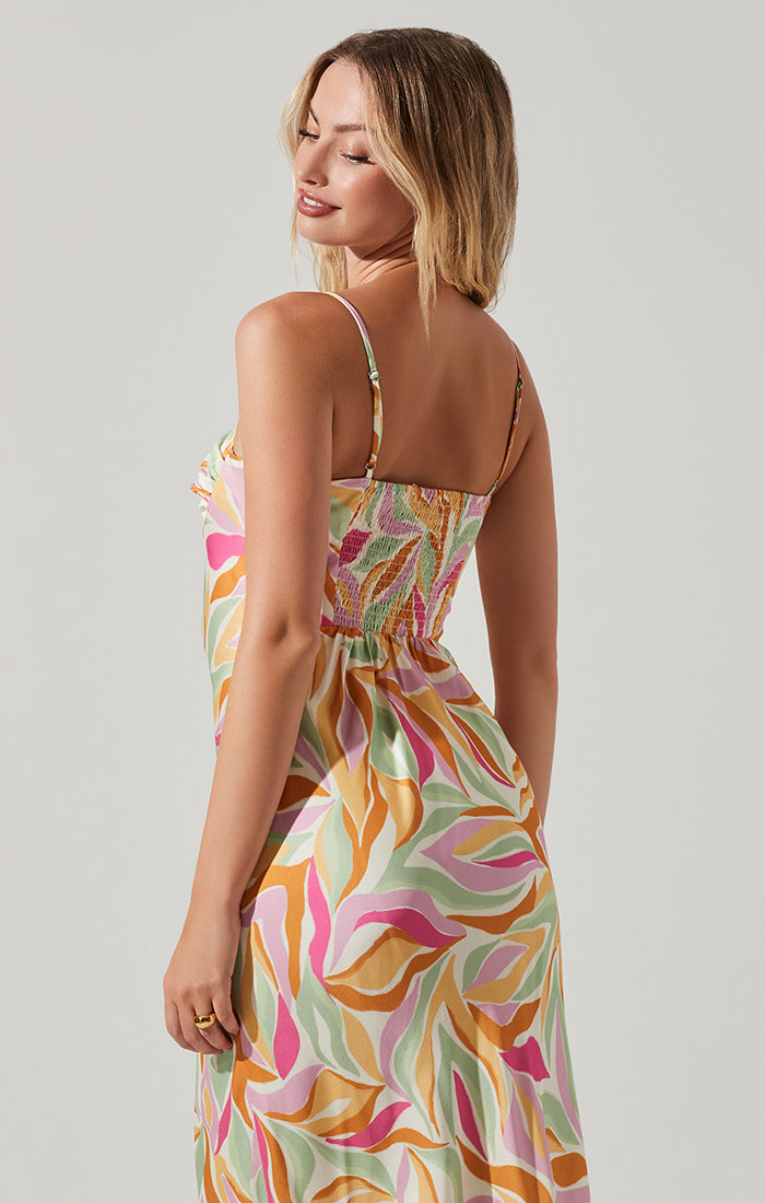 MARIELA ABSTRACT PRINT MIDI DRESS