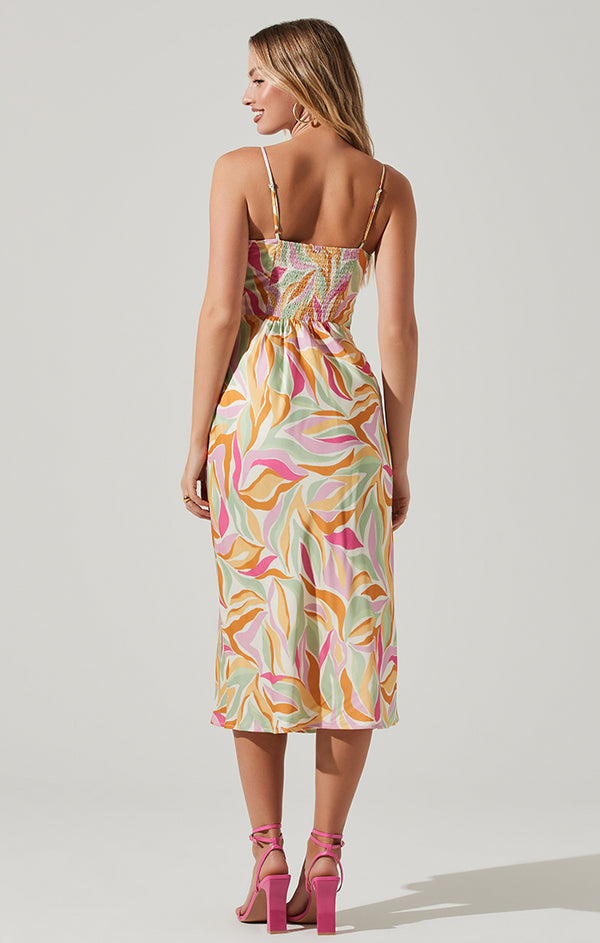 MARIELA ABSTRACT PRINT MIDI DRESS