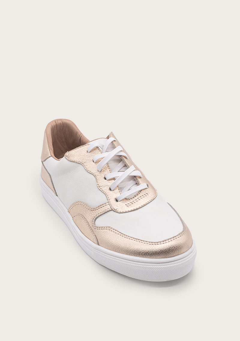 asscher contrast leather lace-up sneaker - Gold