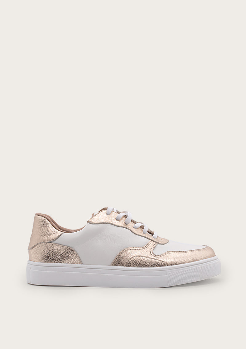 asscher contrast leather lace-up sneaker - Gold