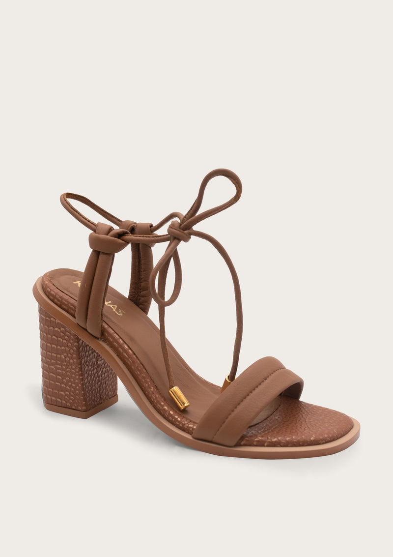 Calavi Strappy Ribbon Sandal - Coffee