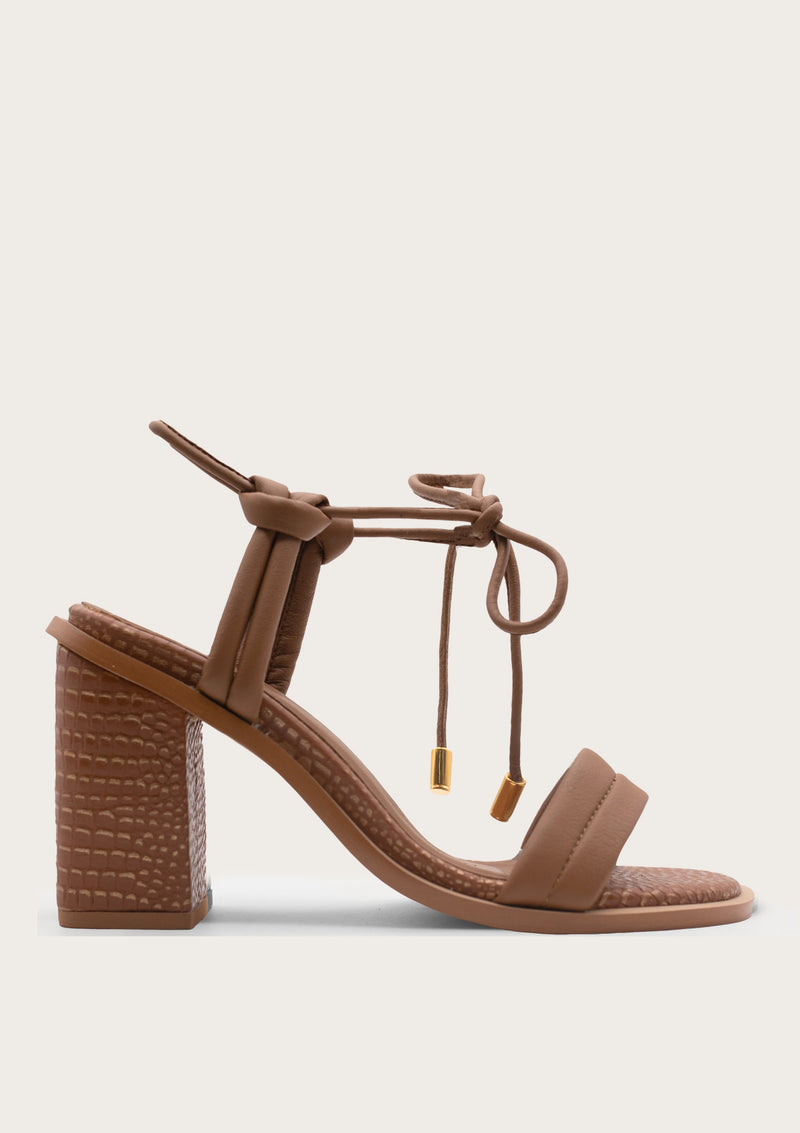 Calavi Strappy Ribbon Sandal - Coffee