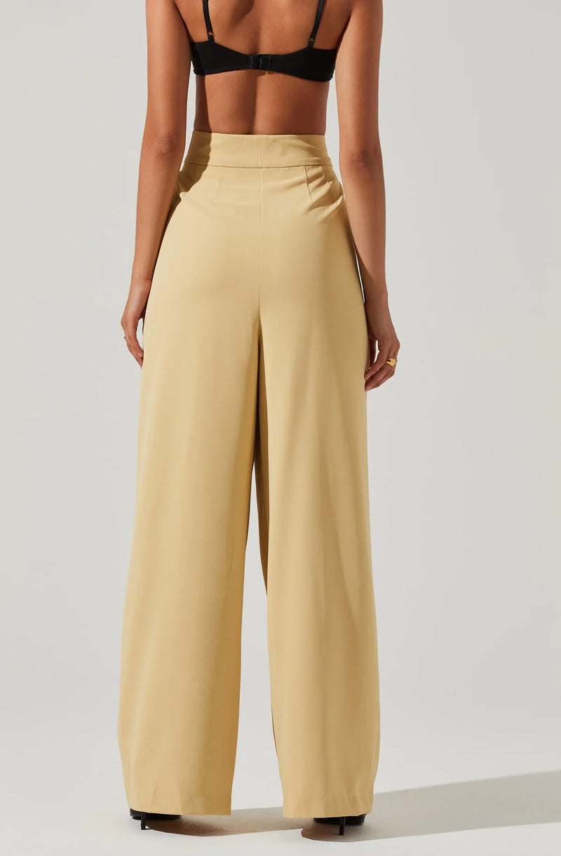 BOYFRIEND WIDE LEG PANTS - MAIZE