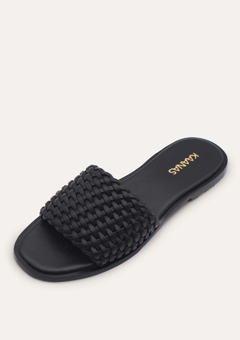 Avellana basketweave slide - Black